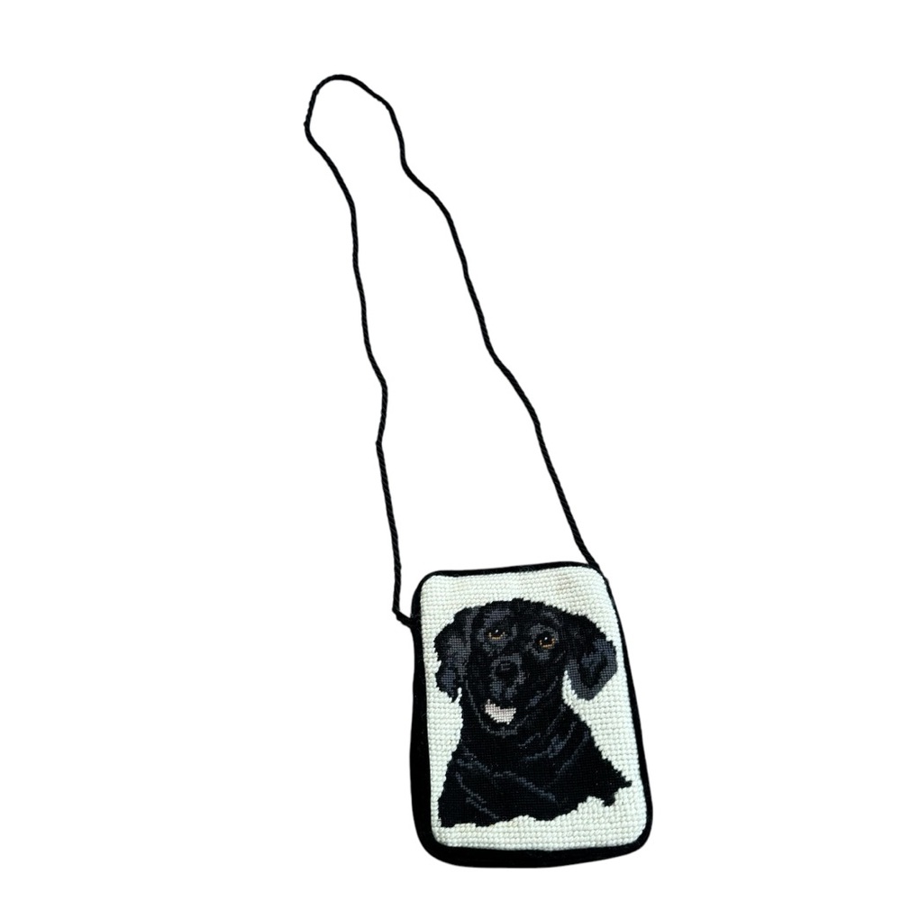 Dog Needlework Crossbody Purse 100% Wool